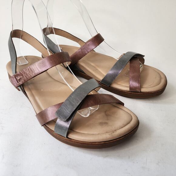 Abeo Kai Sandals 9.5 NEUTRAL Leather Strappy Slingback Comfort Shoes - Picture 1 of 6